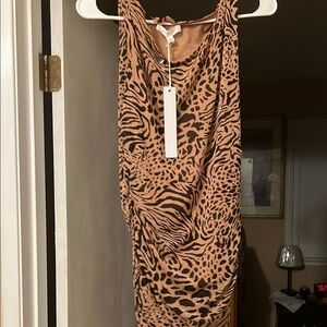 Leopard Print Sleeveless tank top with gathered sides for flattering fit